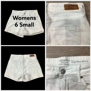Women's Levi's 6 Small White Denim Jeans Shorts High Rise Cut Offs Hem Destroyed